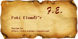 Foki Elemér névjegykártya
